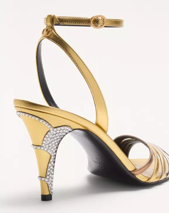 Valentino Ladycrush Sandal In Laminated Nappa With Crystals 85Mm - Image 7